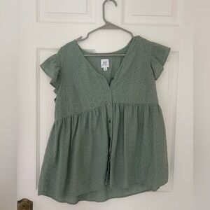 GAP Maternity Green Eyelet Blouse
